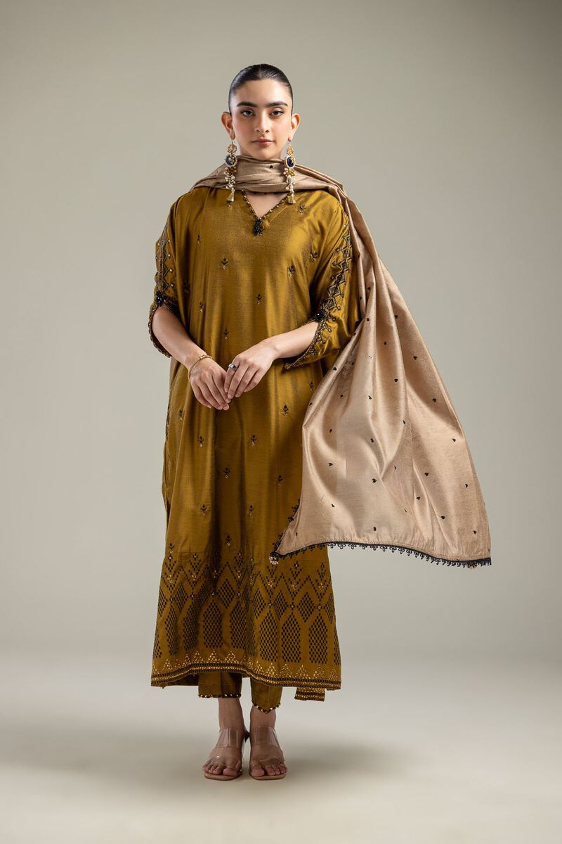 Cotton Net | Beige Net Dupatta | USD 35.00