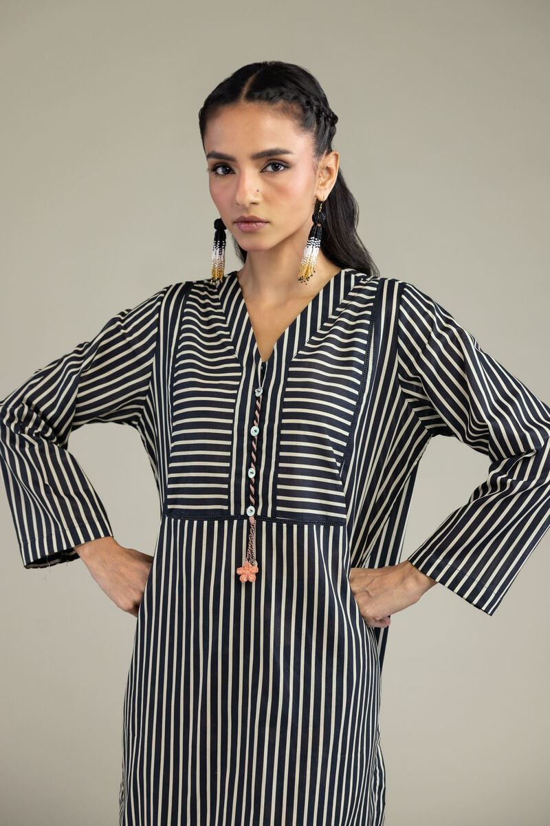 Printed | Cambric | V-Neck Longline Kurta | USD 30.00