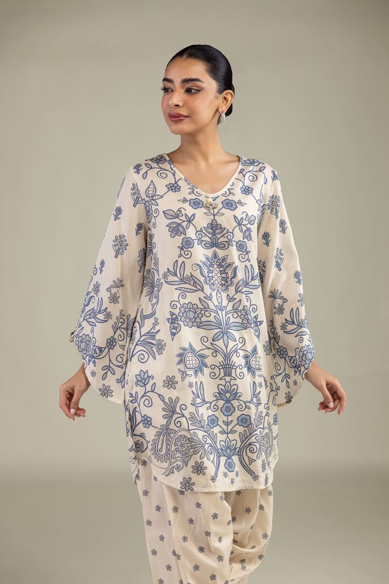 Printed | Textured Weave | Short Floral Kurta | USD 35.00