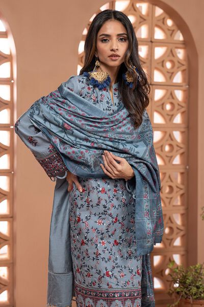 Dull Raw Silk | Embroidered | Tailored 3 Piece | USD 70.00