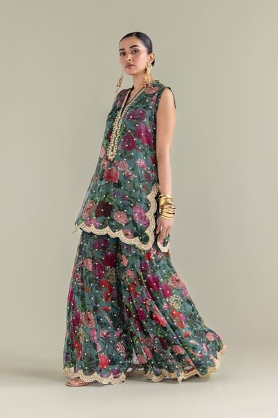 Embroidered | Chiffon | Floral Embroidered Co-ords | USD 125.00