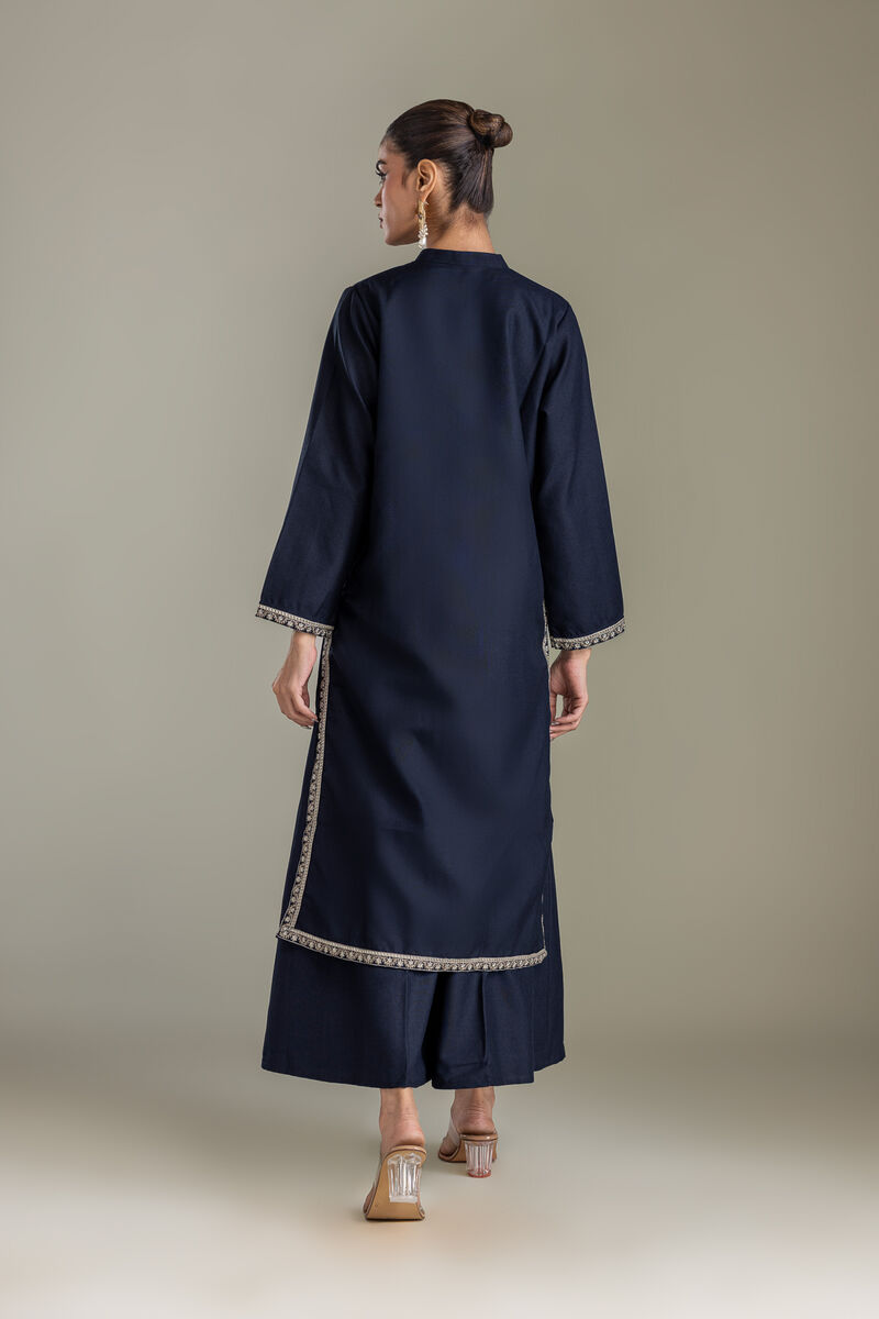 Embroidered | Heavy Blended Viscose | Long Navy Kurta | USD 65.00