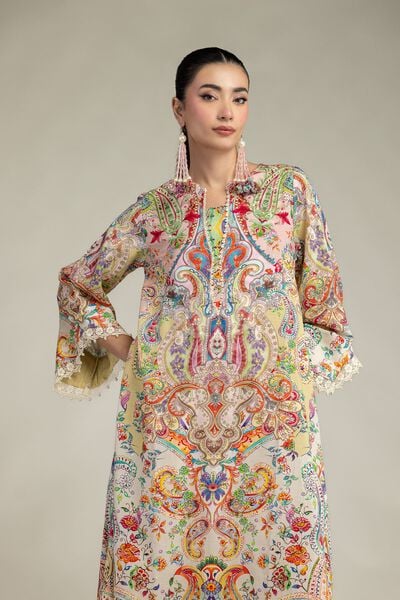 Embroidered | Raw Silk | Silk Floral Kurta | USD 60.00