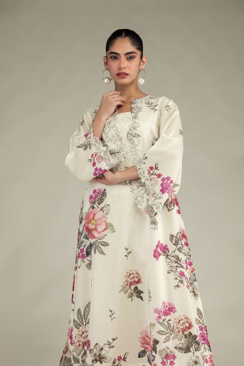 Embroidered | Blended Viscose | Floral Long Kurta | USD 70.00