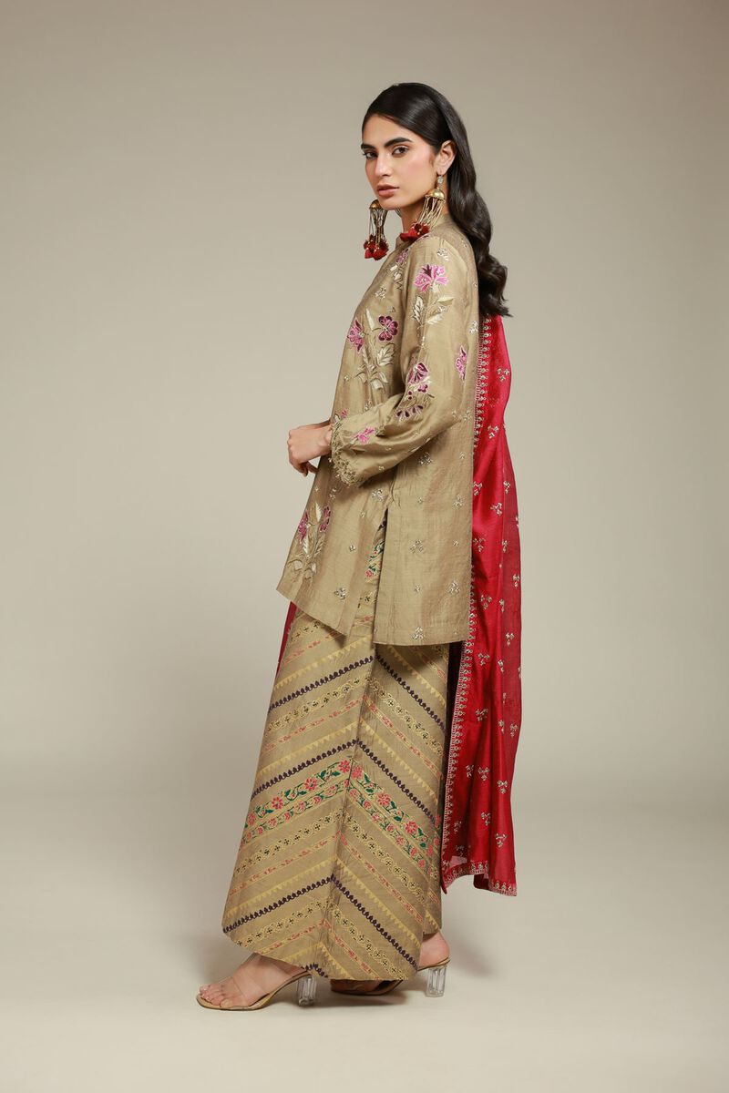 Embroidered | Raw Silk | 3 Piece Co-ord Set | USD 125.00