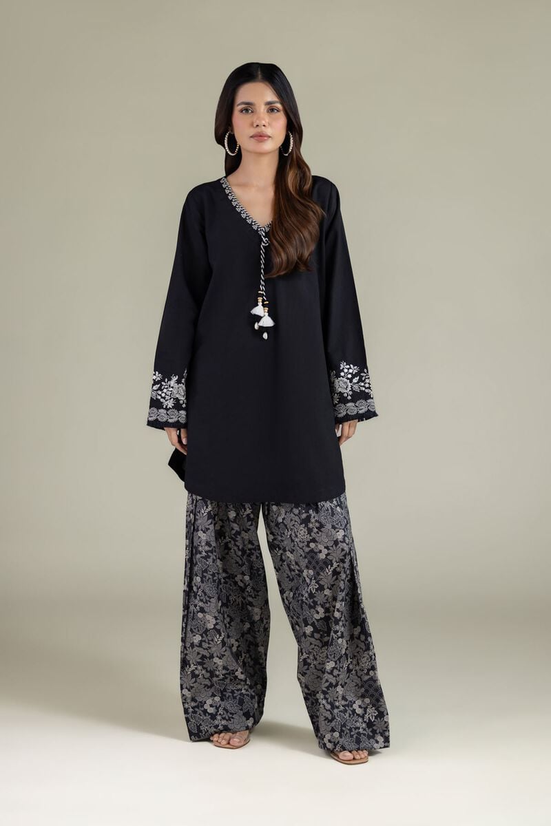 Embroidered | Cambric | Black Tailored 2-Piece | USD 55.00
