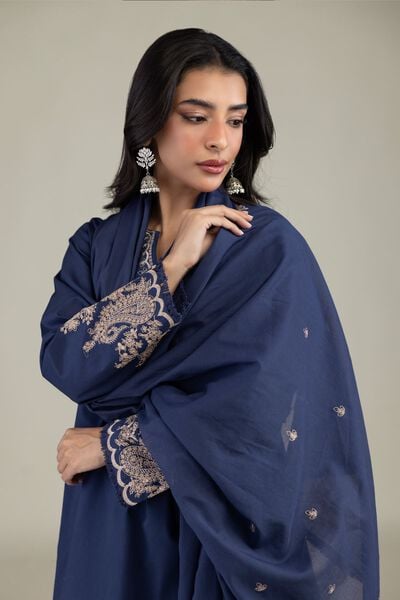 Embroidered | Lawn | Navy Lawn Dupatta | USD 35.00