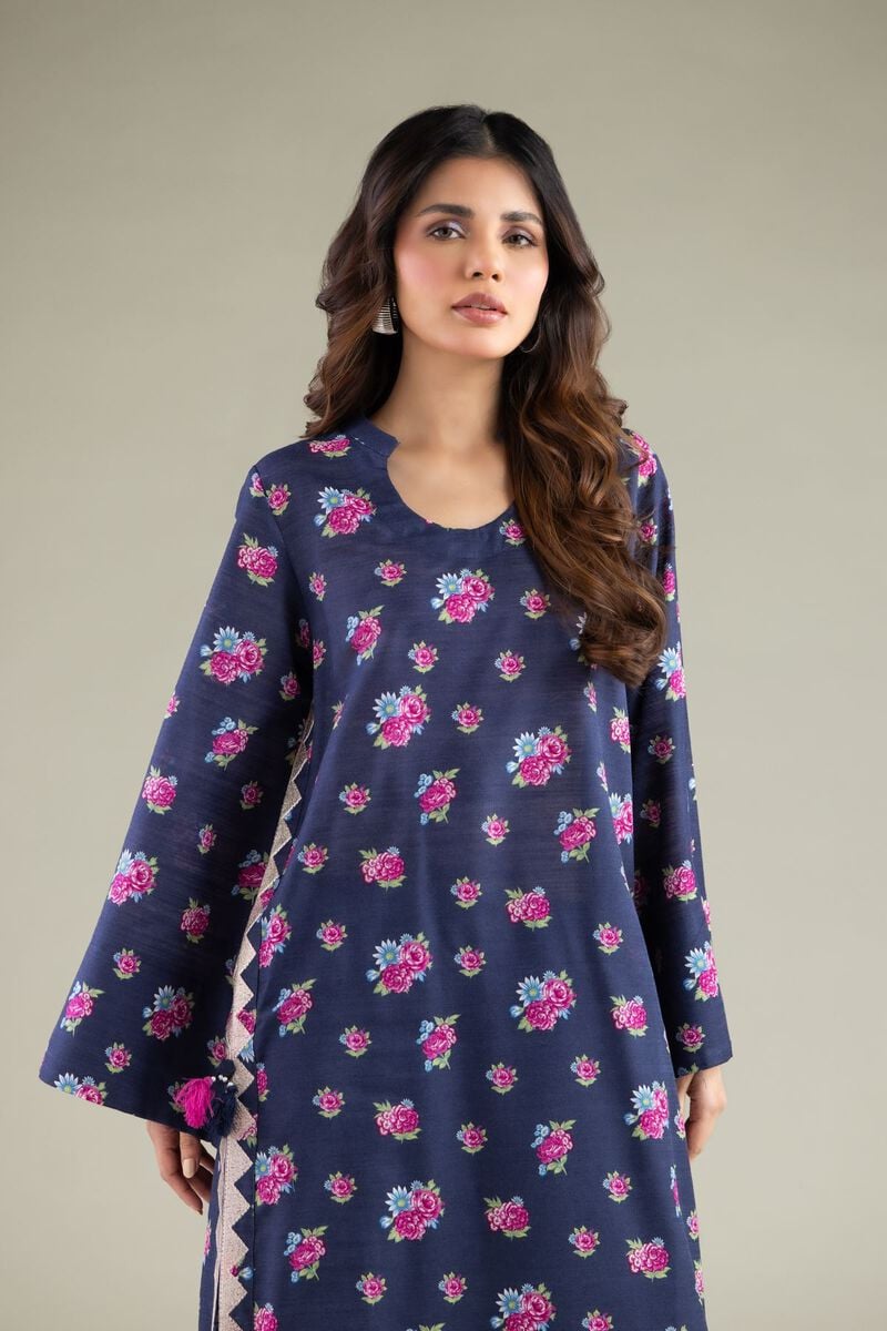 Embroidered | Textured Cotton | Floral Longline Kurta | USD 35.00