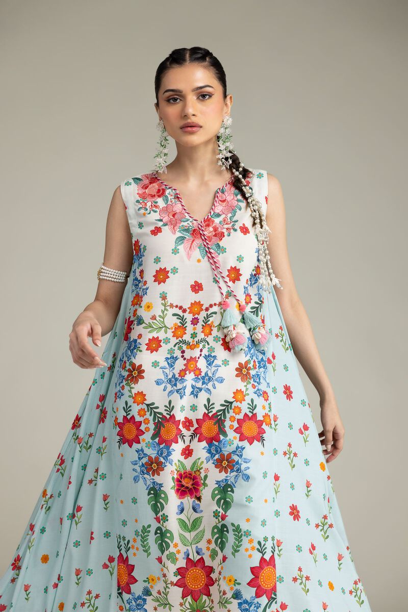 Embroidered | Raw Silk | Floral Sleeveless Kurta | USD 65.00