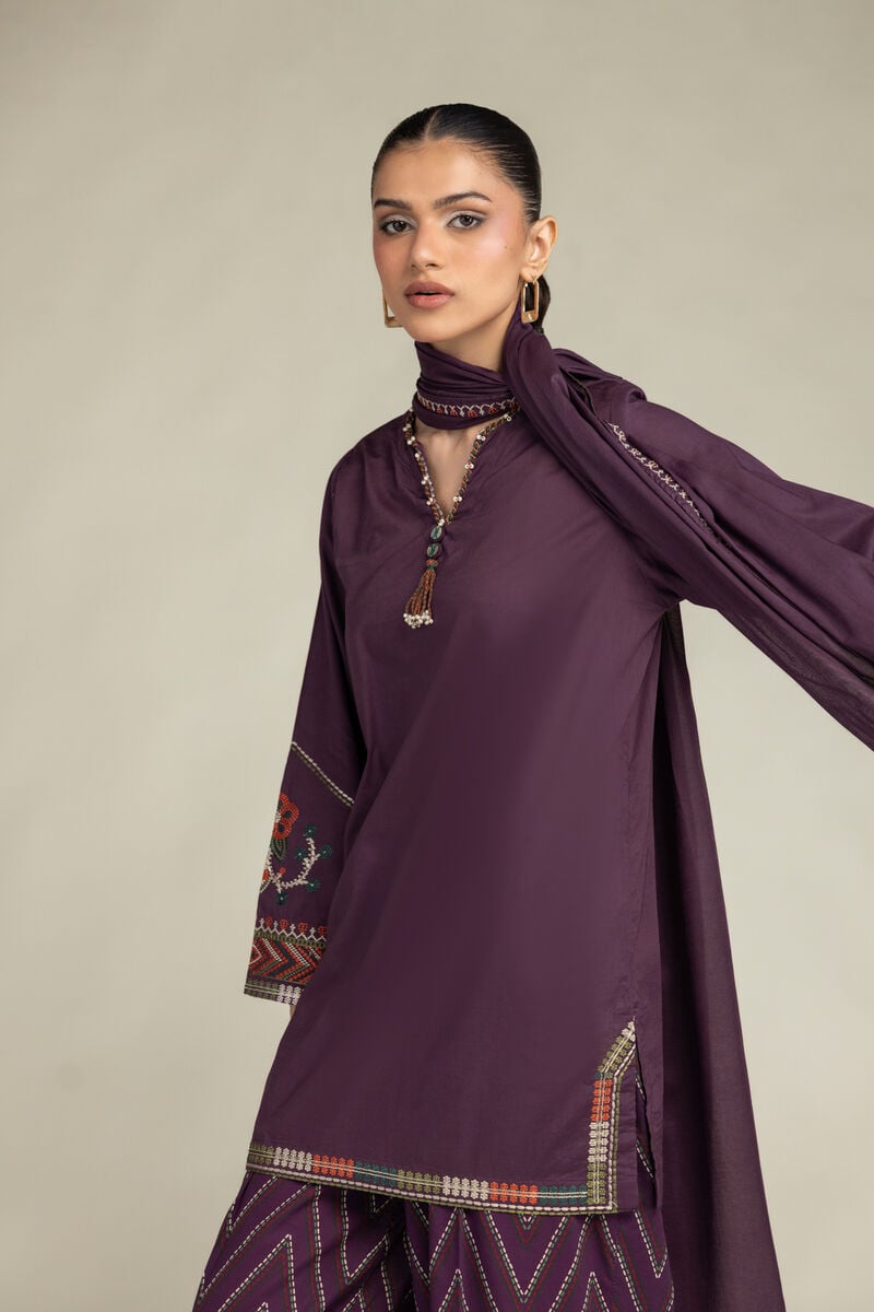 Embroidered | Lawn | Purple Lawn Dupatta | USD 35.00