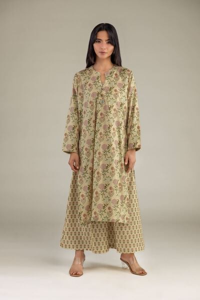 Printed | Cambric | Floral Beige Pants | USD 30.00