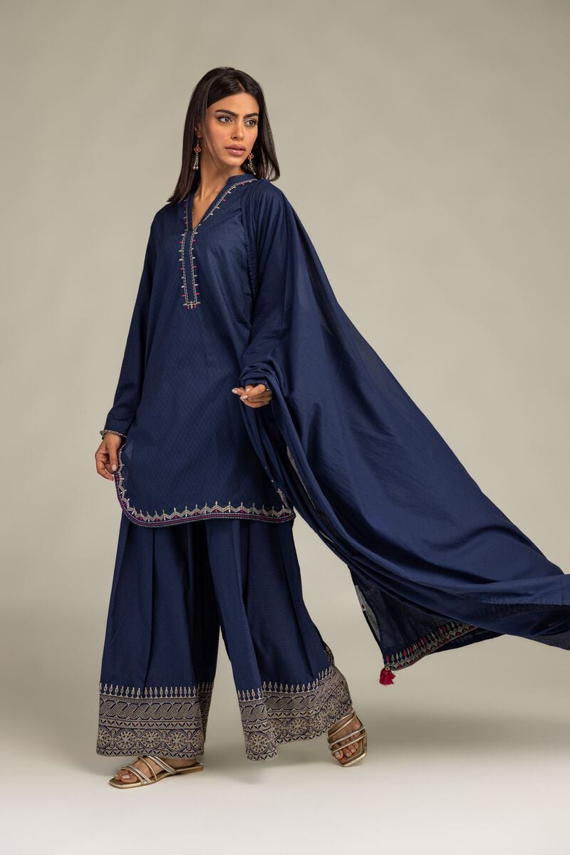 Embroidered | Lawn | Navy Lawn Dupatta | USD 35.00