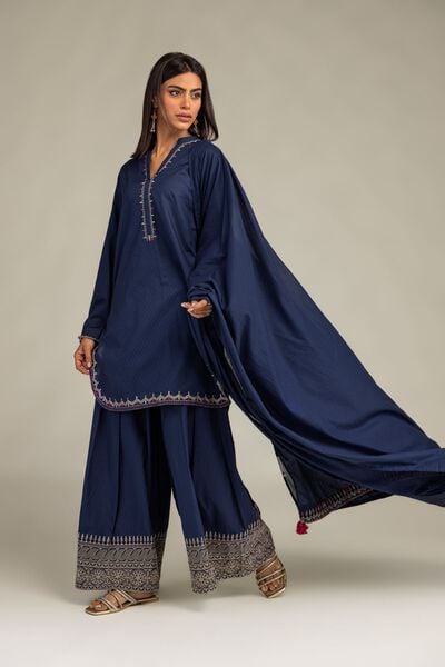 Embroidered | Lawn | Navy Lawn Dupatta | USD 35.00