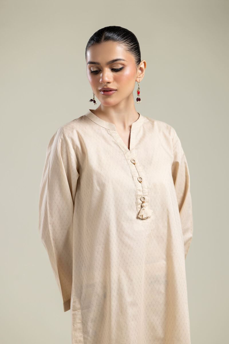 Embroidered |Cotton Dobby | Beige Cotton Kurta | USD 30.00