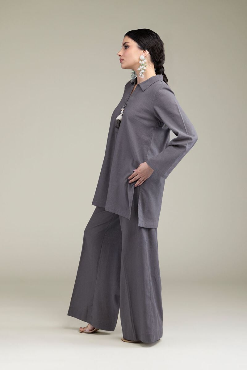 Dyed | Blended Linen | Gray Solid Pants | USD 30.00