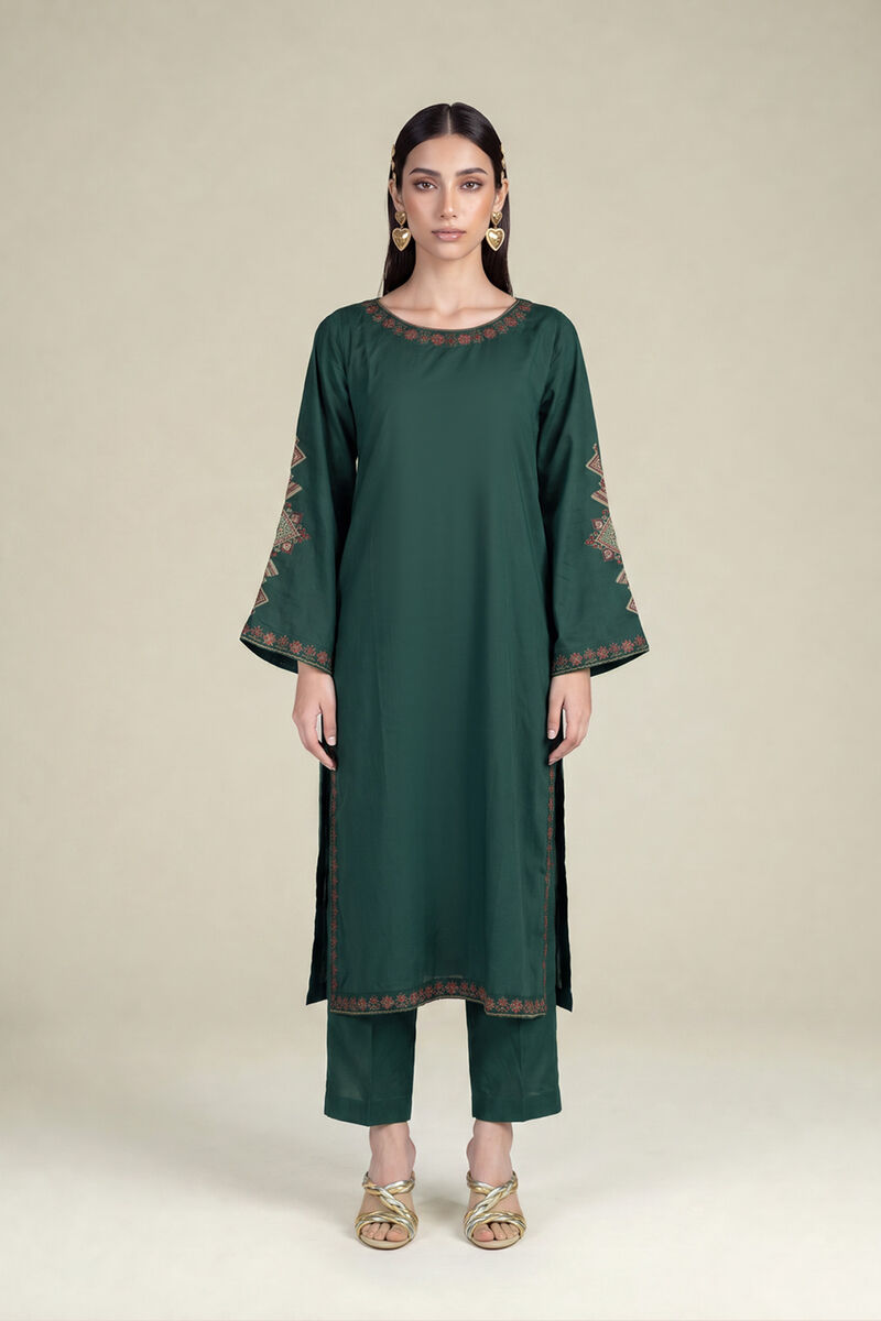 Embroidered | Cambric | Green Cambric Kurta | USD 40.00