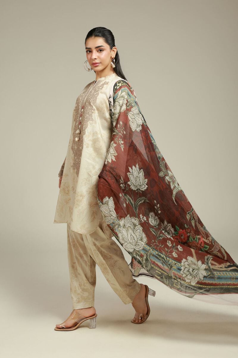 Embroidered | Satin | 3-Piece Tailored Suit | USD 75.00