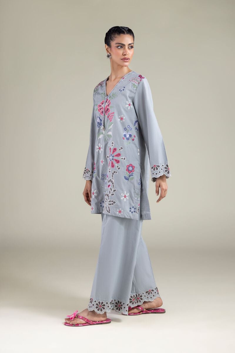 Embroidered | Textured Cotton | Pants | USD 30.00