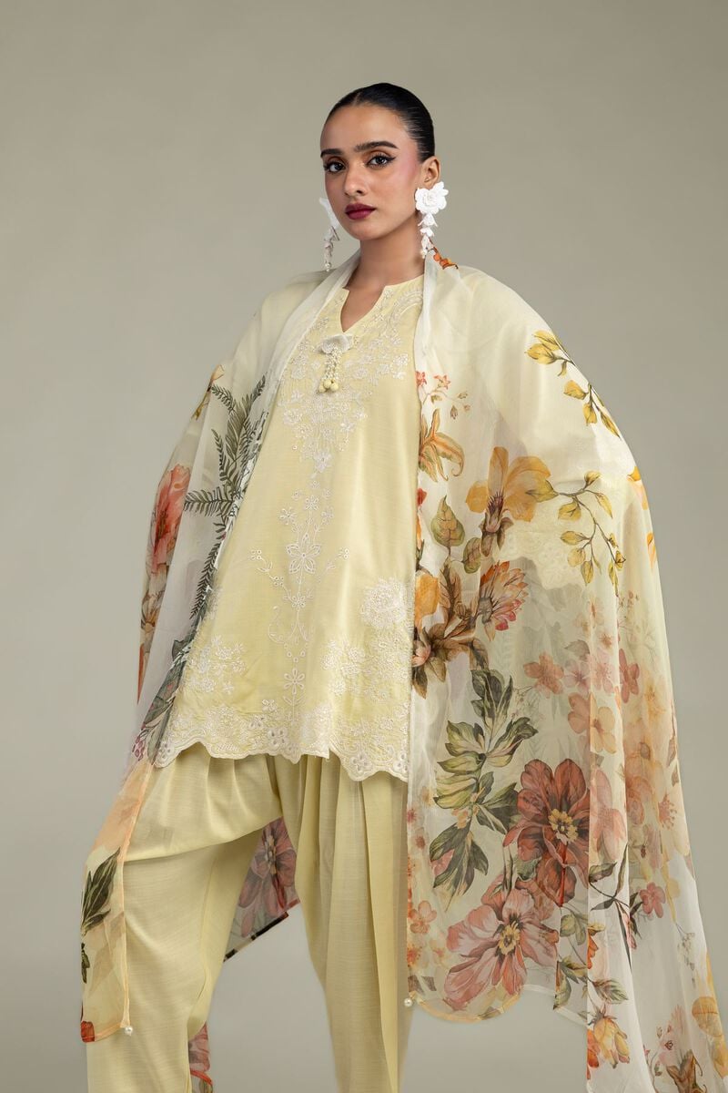 Embroidered | Chiffon | Yellow Chiffon Dupatta | USD 30.00