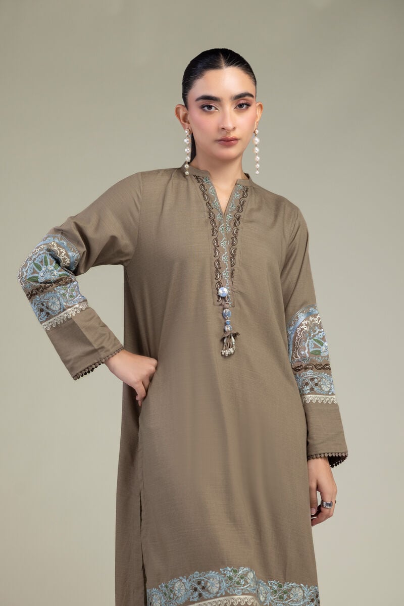 Embroidered | Raw Silk | Brown Silk Kurta | USD 55.00
