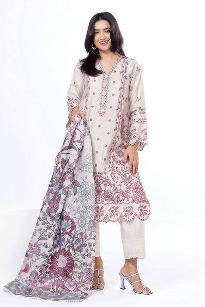 Embroidered | Dull Raw Silk | Fabrics 3 Piece | USD 37.50