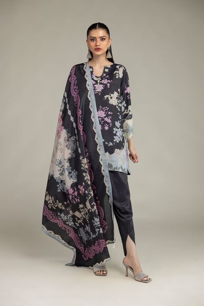 Embroidered | Raw Silk | Short Black Kurta | USD 45.00