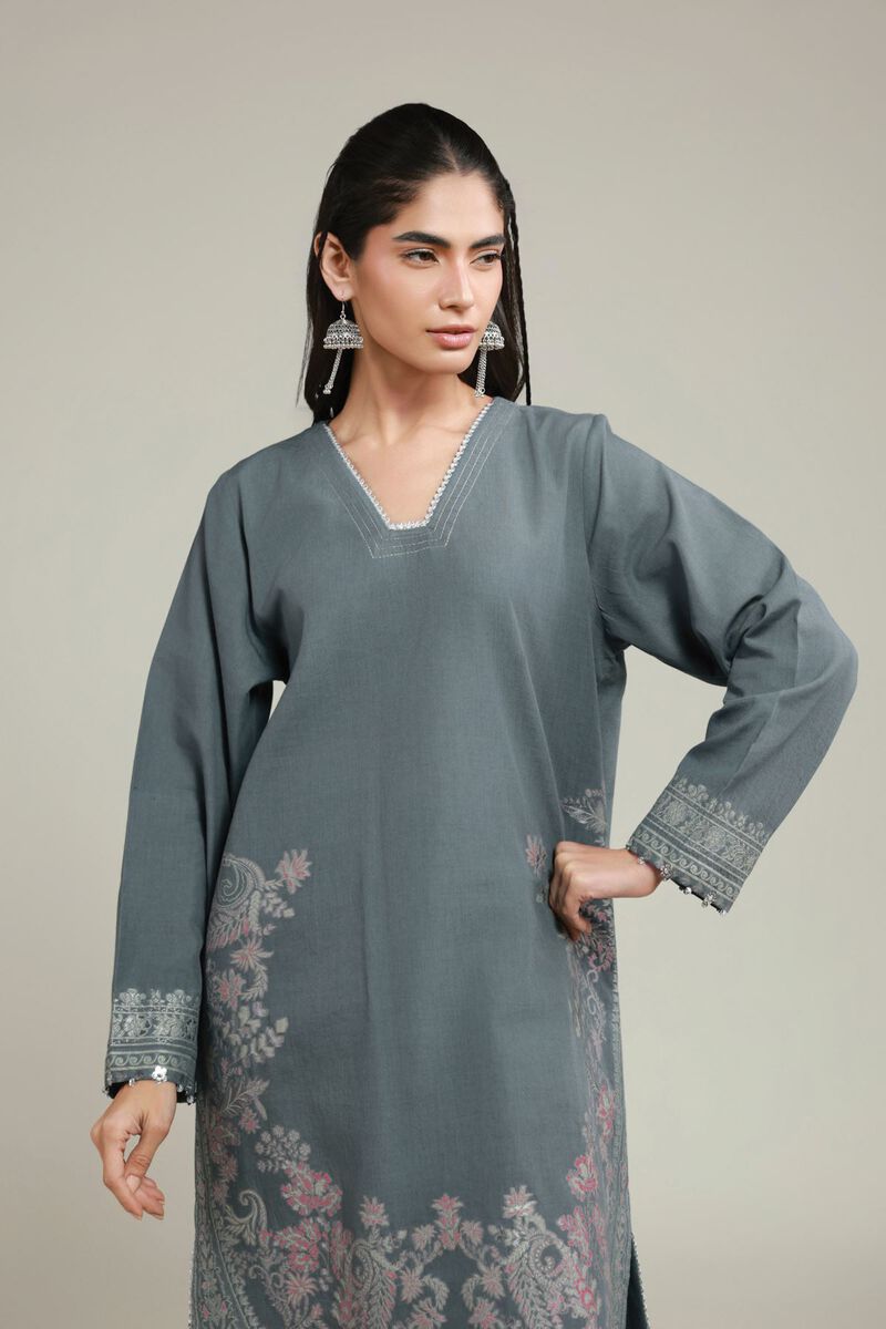 Dyed | Jacquard | Gray Tailored Set | USD 45.00