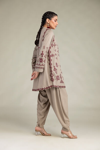 Embroidered | Raw Silk | Beige Silk Shalwar | USD 35.00
