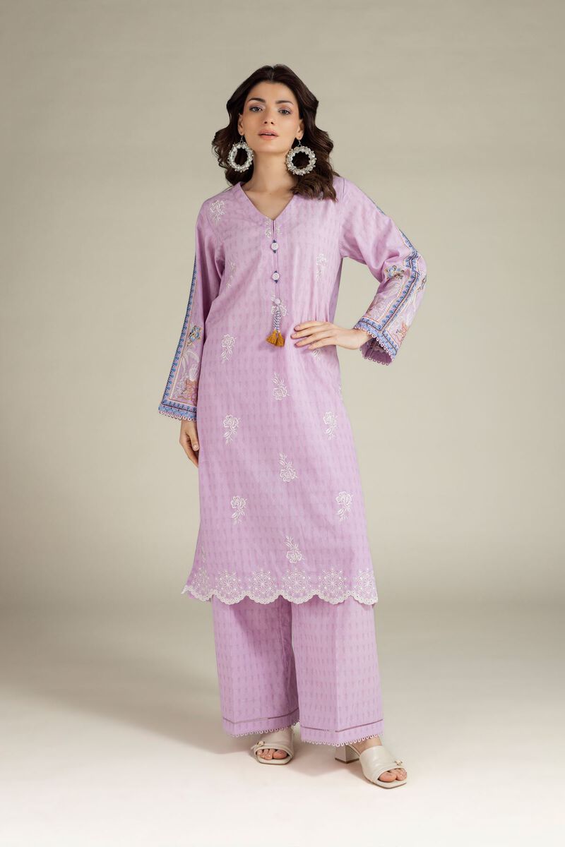 Embroidered | Cotton Dobby | Lavendar Tailored Set | USD 65.00