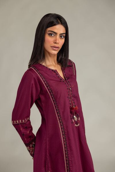 Embroidered | Cotton Dobby | Longline Cotton Kurta | USD 45.00