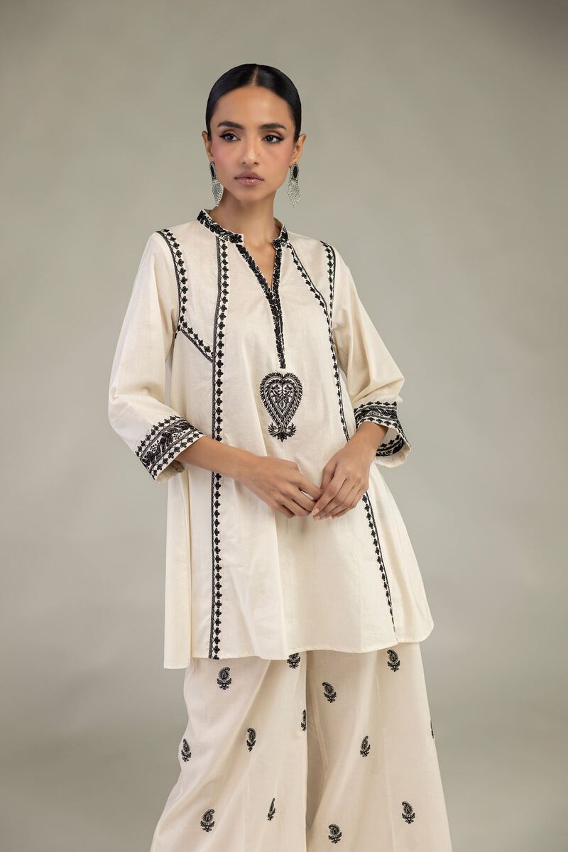 Embroidered | Cambric | Cambric V-Neck Kurta | USD 40.00