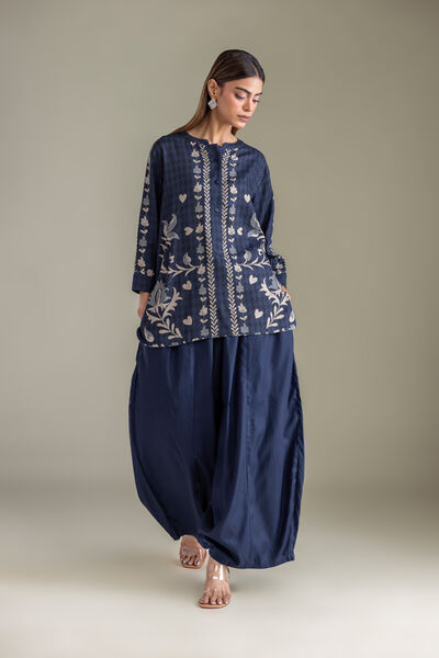 Printed | Viscose Crepe | Navy Solid Pants | USD 35.00