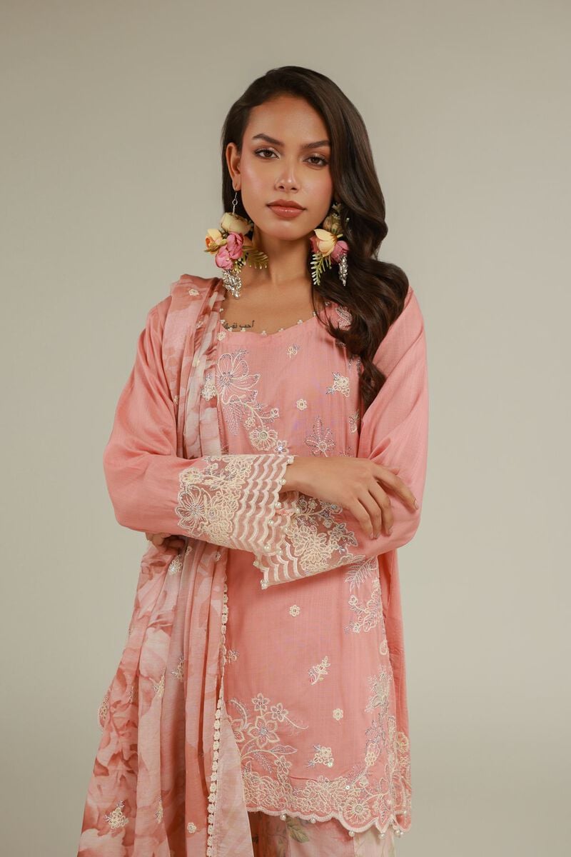 Embroidered | Raw Silk | Floral Kurta 3-piece | USD 155.00