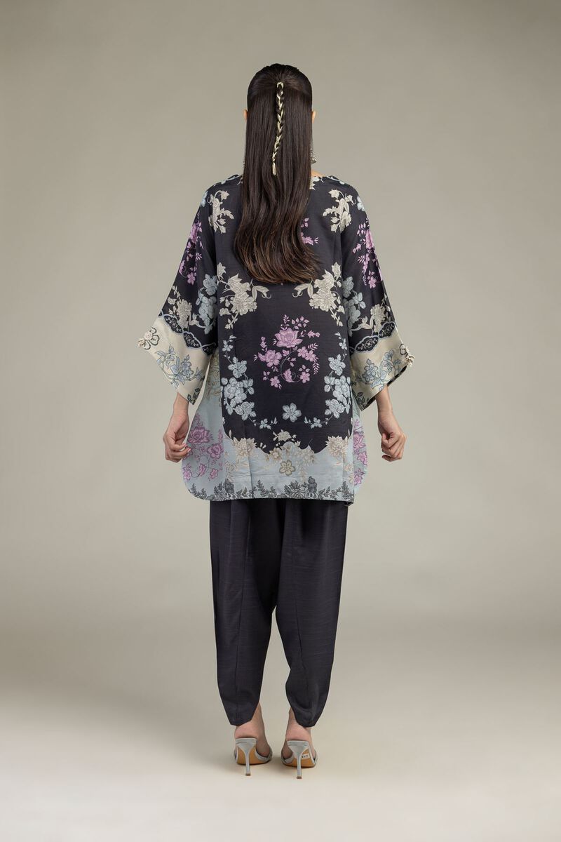 Embroidered | Raw Silk | Short Black Kurta | USD 45.00