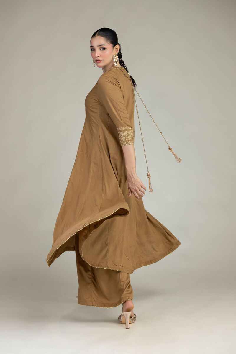 Embroidered | Raw Silk | V-Neck Silk Kurta | USD 60.00