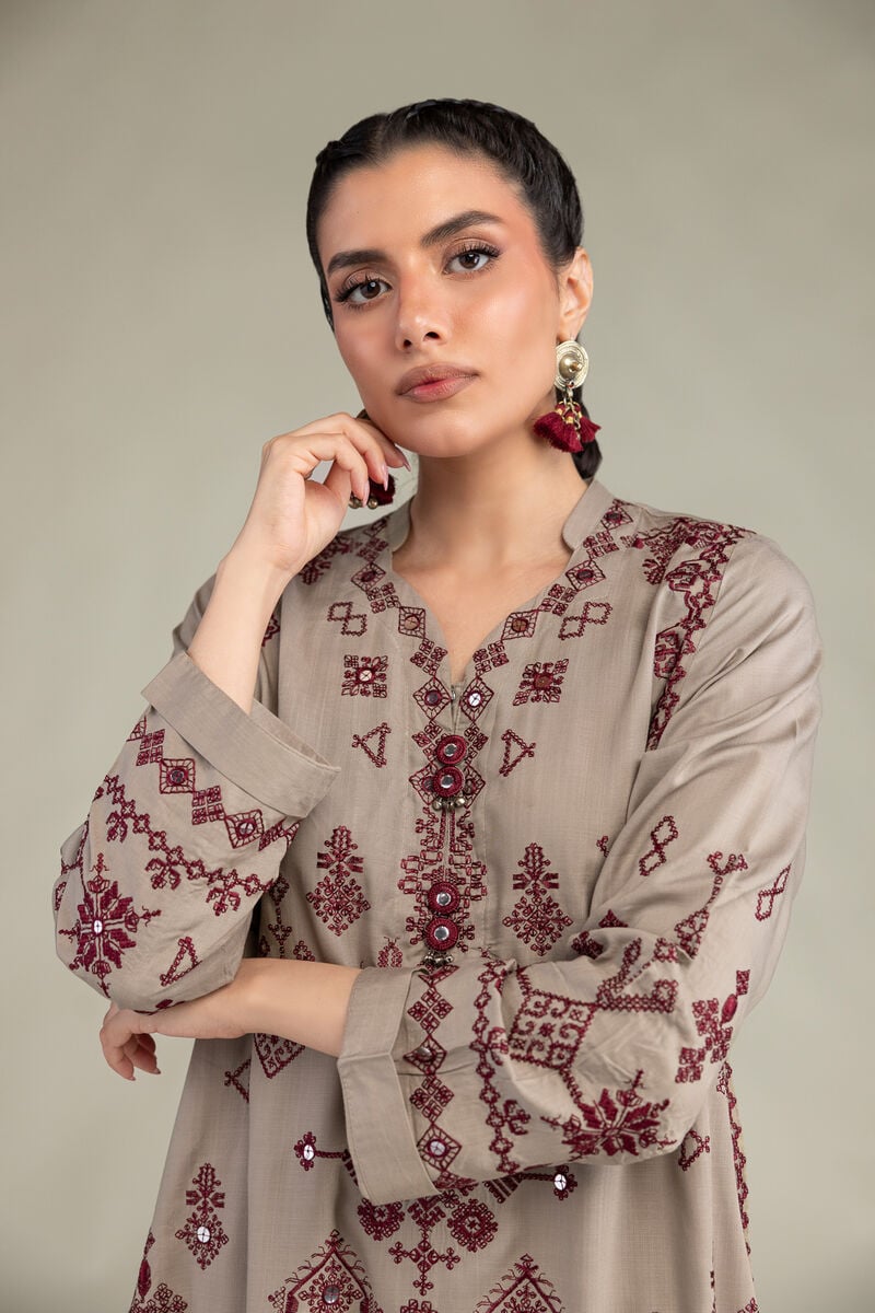 Embroidered | Raw Silk | Short Geometric Kurta | USD 70.00