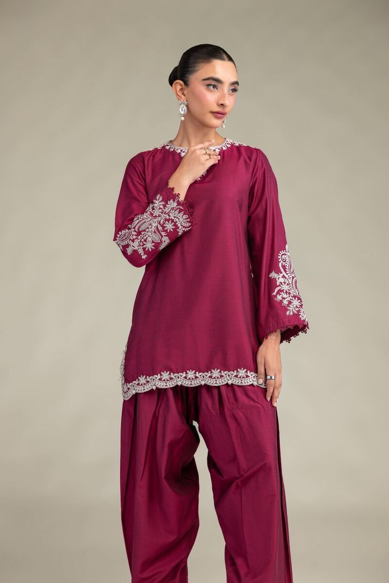 Printed | Raw Silk | Silk V-Neck Kurta | USD 55.00