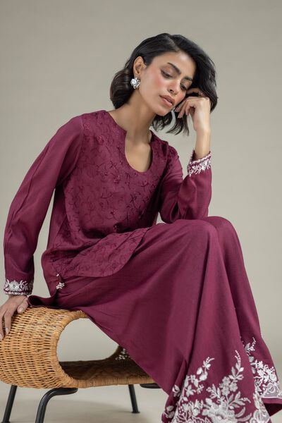 Embroidered | Heavy Blended Viscose | Floral Short Kurta | USD 40.00