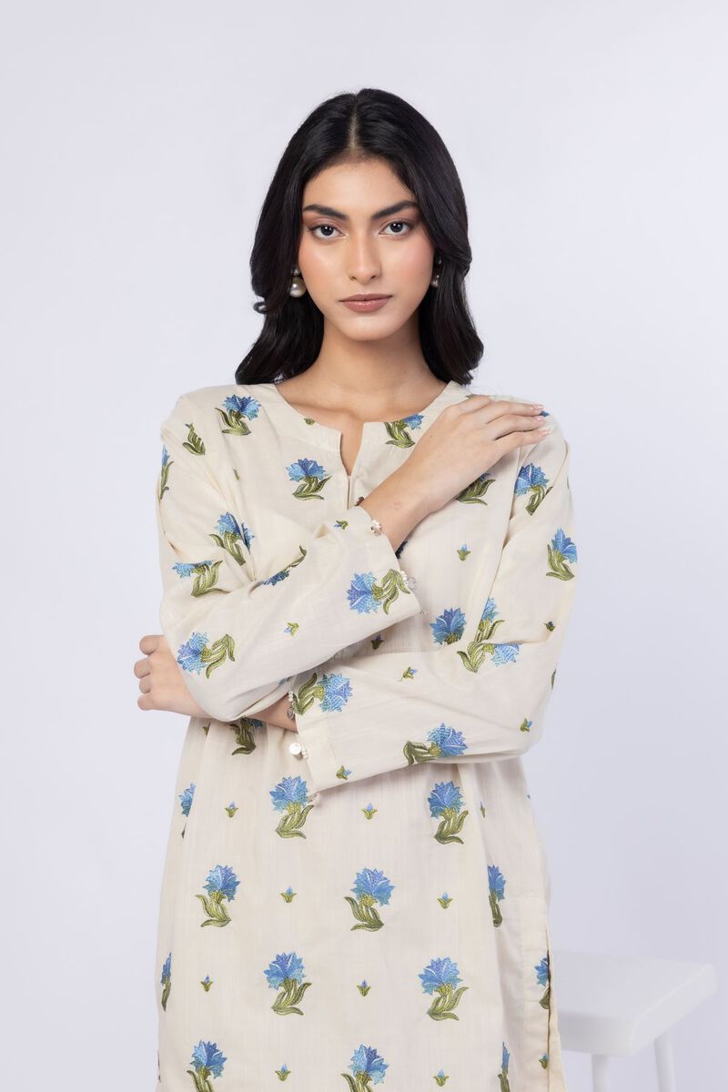 Embroidered | Crosshatch Poplin | Kurta | USD 17.50