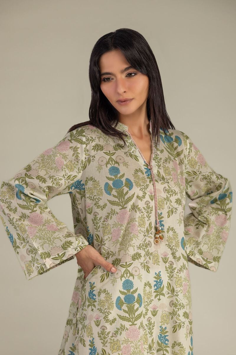 Printed | Cambric | Floral V-Neck Kurta | USD 35.00