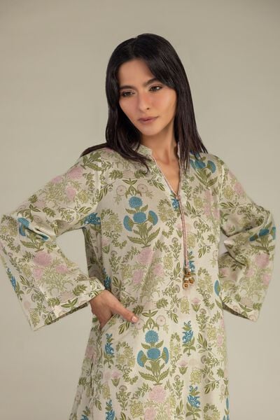 Printed | Cambric | Floral V-Neck Kurta | USD 35.00