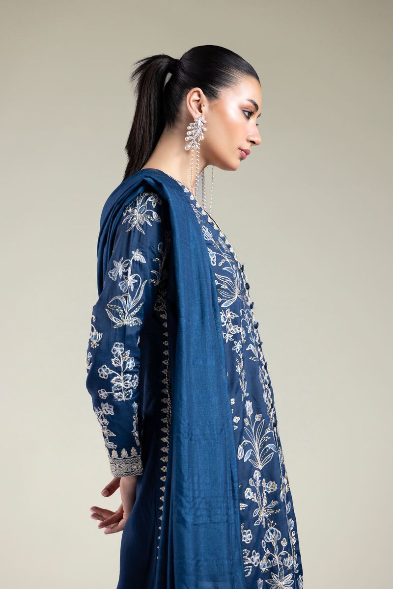 Embroidered | Raw Silk | Navy Silk Set | USD 180.00