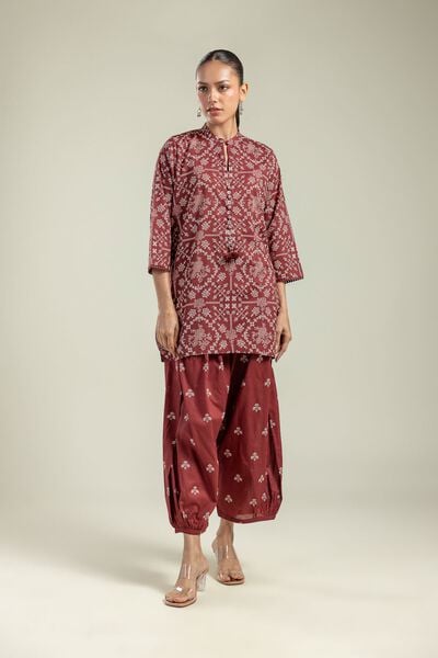Printed | Cambric | Maroon Cambric Shalwar | USD 25.00