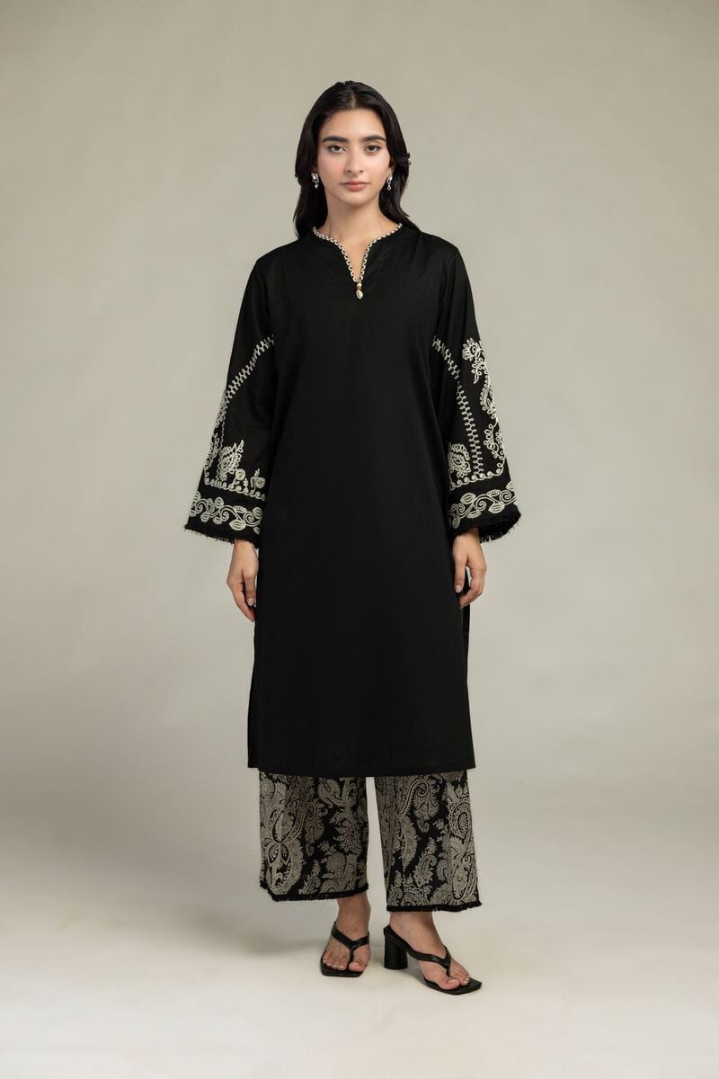 Embroidered | Cambric | Black Cambric Pants | USD 30.00