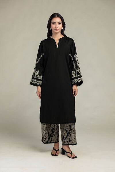 Embroidered | Cambric | Black Cambric Pants | USD 30.00