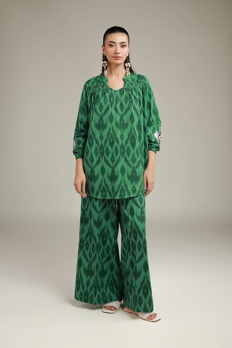 Embroidered | Cotton Dobby | Wide Cotton Pants | USD 25.00