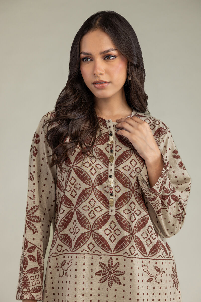 Printed | Cotton Dobby | Beige Cotton Kurta | USD 30.00
