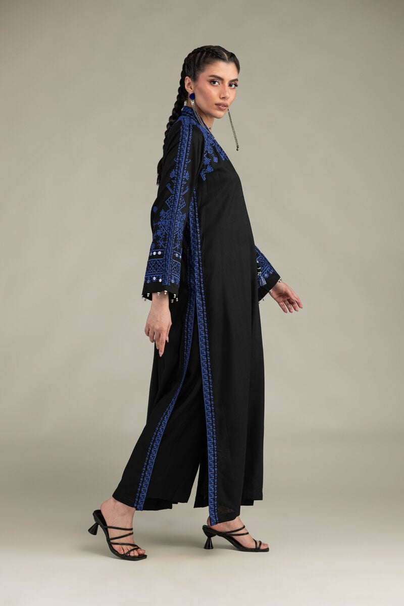 Embroidered | Raw Silk | Black Silk Pants | USD 35.00