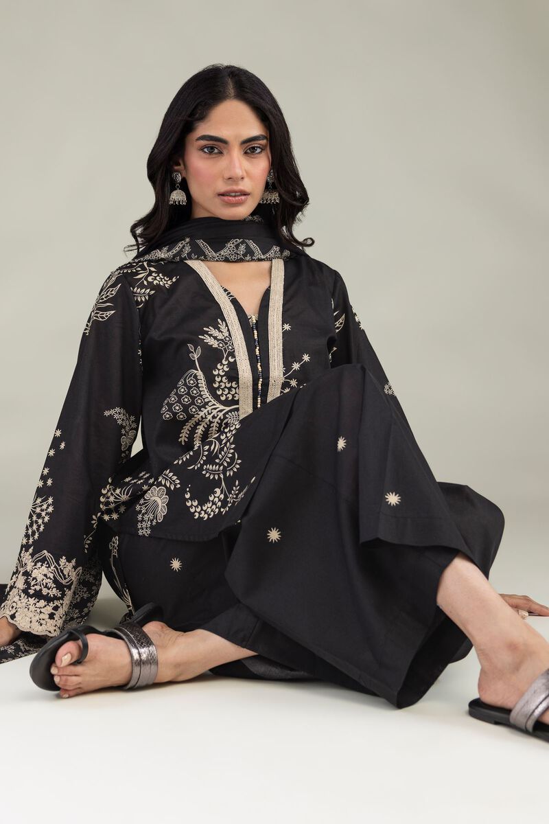 Embroidered | Cambric | Short Black Kurta | USD 35.00