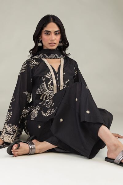 Embroidered | Cambric | Short Black Kurta | USD 35.00